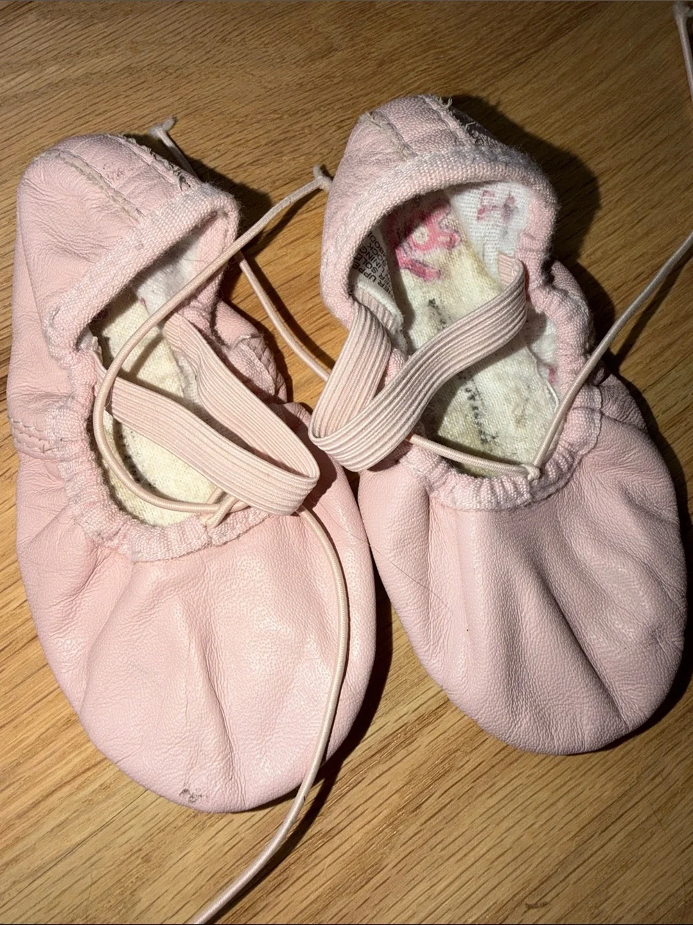 Classic Pink Kids Ballet Slippers with Elastic Strap child size 8